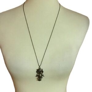 Adorable amber eyes owl necklace